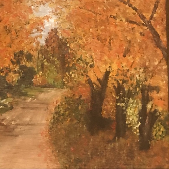 Vintage Original Oil Painting Autumn Lane 1972 - Picture 3 of 8